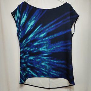 Elie Tahari Asymmetric Print Sleeveless Top